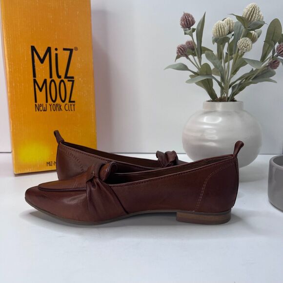 Miz Mooz New York Jude Pointed Toe Leather Flat Brandy Women's EU 37/6.5 NWB - Picture 6 of 10